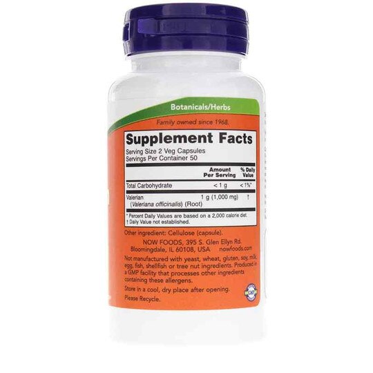 Valerian Root 500 Mg, 100 Veg Capsules, NOW