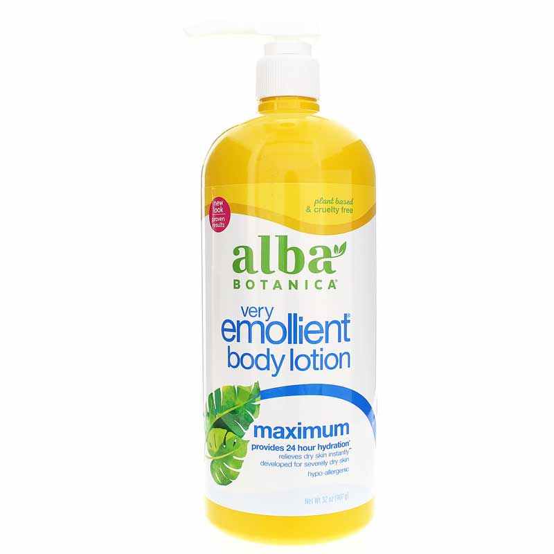 Very Emollient Body Lotion Maximum, 32 Oz, Alba Botanica