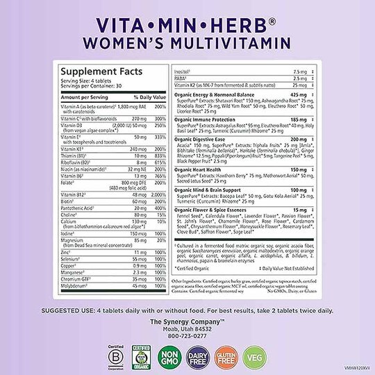 Vita-Min-Herb Women's Multivitamin Tablets, 120 Tablets, PSY