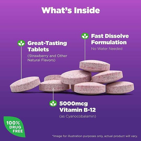 Vitamin B-12 5000 Mcg Fast Dissolve, 100 Tablets, NTR