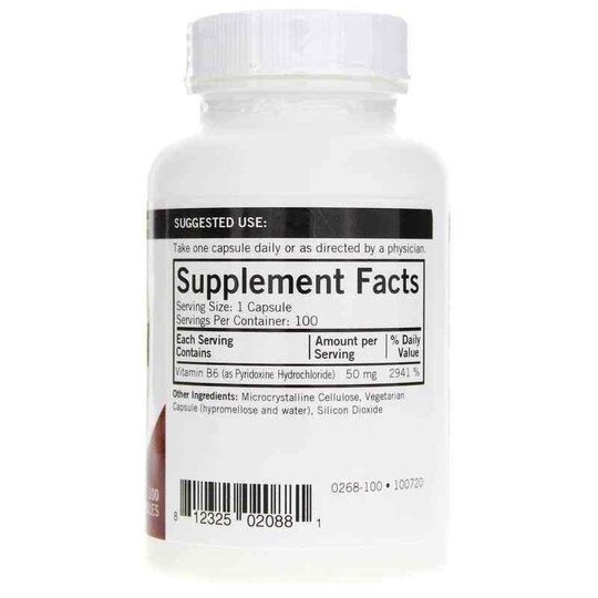 Vitamin B-6 50 Mg, 100 Capsules, KRK