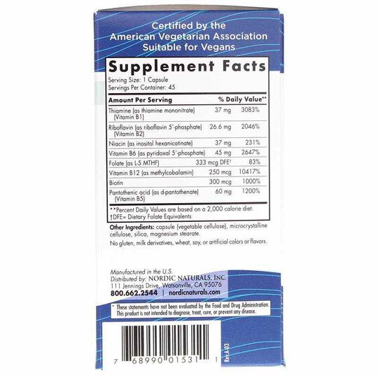 Vitamin B Complex, 45 Capsules, NRN