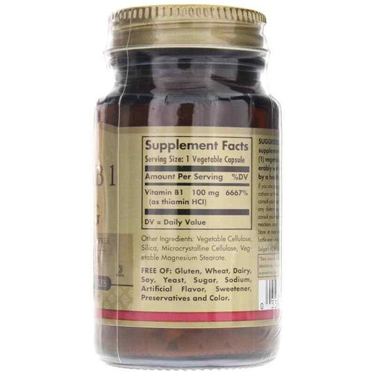 Vitamin B 1 Thiamin 100 Mg, 100 Veg Capsules, SLG