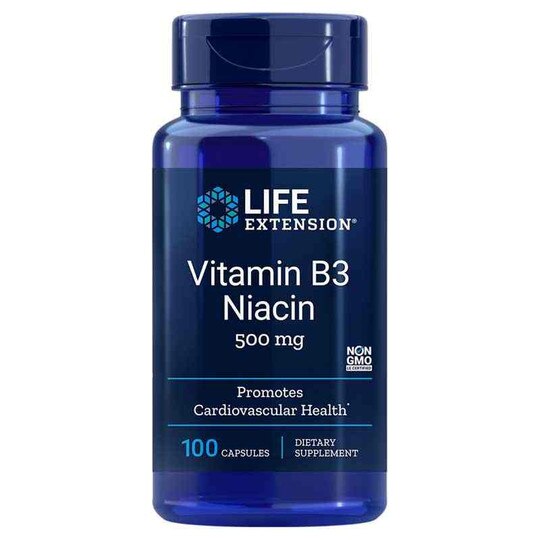 Vitamin B3 Niacin 500 Mg, 100 Capsules, LFE