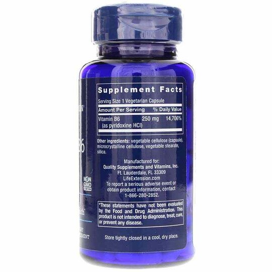 Vitamin B6 250 Mg, 100 Veg Capsules, LFE