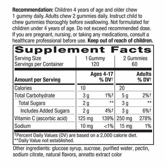 Vitamin C Gummies 250 Mg, 120 Gummies, NWA