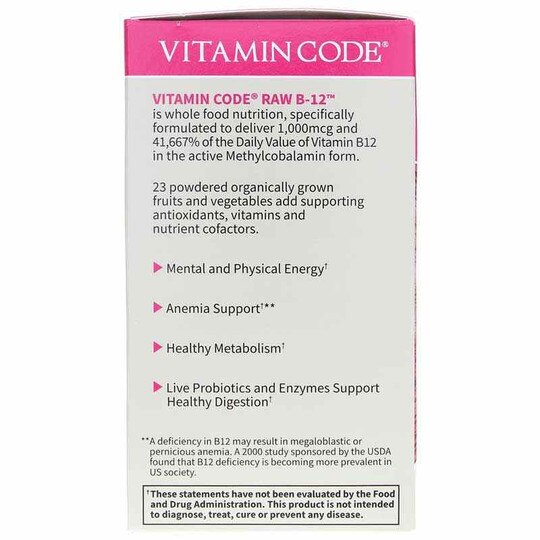 Vitamin Code Raw B-12 1,000 Mcg, 30 Veg Capsules, GOL