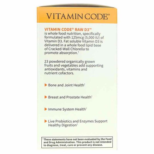 Vitamin Code Raw D3 5000 IU (125mcg), 60 Capsules, GOL