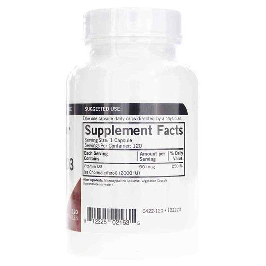 Vitamin D-3 2000 IU Capsules, 120 Capsules, KRK