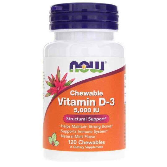 Vitamin D-3 5,000 IU Chewable, 120 Chewables, NOW