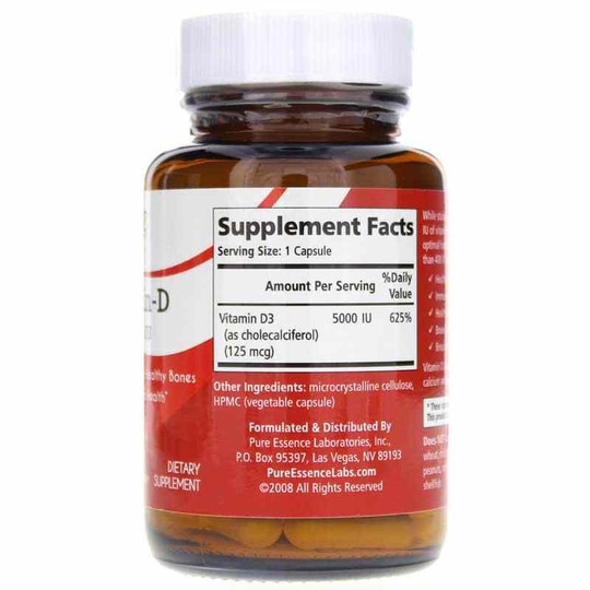 Vitamin-D 5000 IU, 30 Veg Capsules, PEL