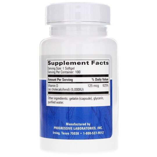 Vitamin D 5,000 IU, 100 Softgels, PGL