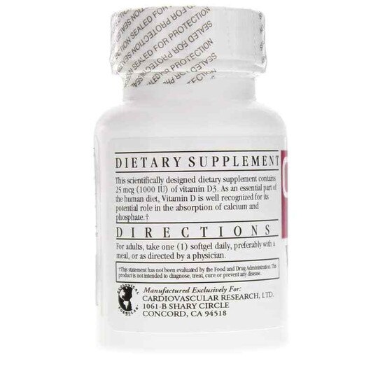 Vitamin D3 1000 IU, 60 Softgels, CR