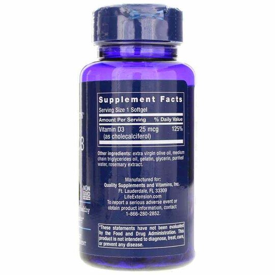 Vitamin D3 1000 IU, 250 Softgels, LFE