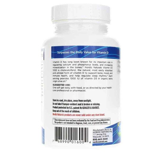 Vitamin D3 1000 IU, 120 Softgels, NRN