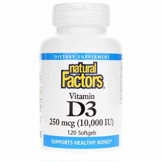 Vitamin D3 250 Mcg (10000 IU), 120 Softgels, NF