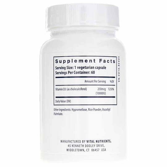 Vitamin D3 10000 IU, 60 Veg Capsules, VTN