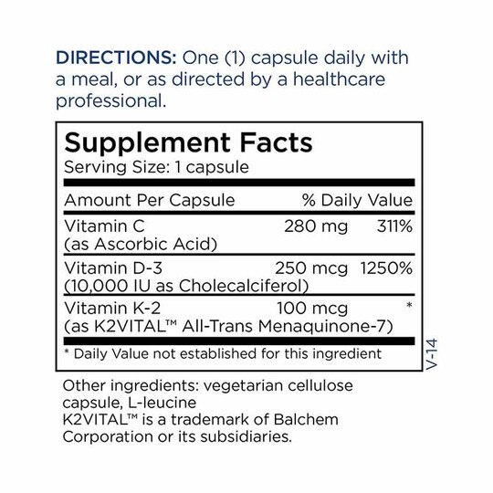 Vitamin D3 10,000IU with Vitamin K2 MK-7, 60 Capsules, MTM