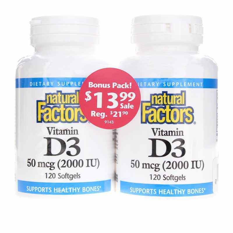 Vitamin D3 2000 IU Bonus Pack, Natural Factors