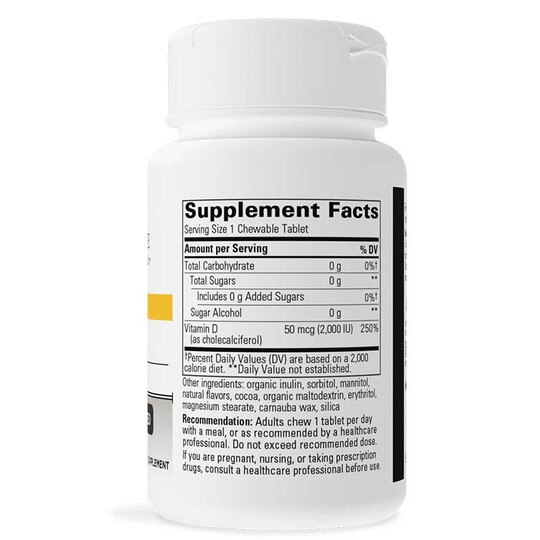 Vitamin D3 50 Mcg (2000 IU) Chocolate Flavor, 120 Chewables, INT