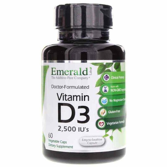 Vitamin D3 2500 IU, 60 Veg Capsules, EMD