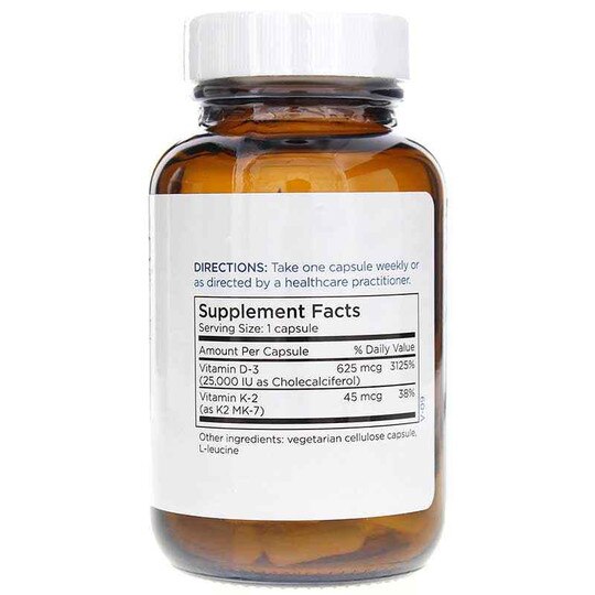 Vitamin D3 25,000 IU with K2 and M7, 60 Capsules, MTM