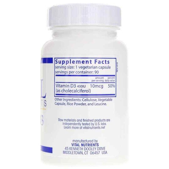 Vitamin D3 400 IU, 90 Veg Capsules, VTN