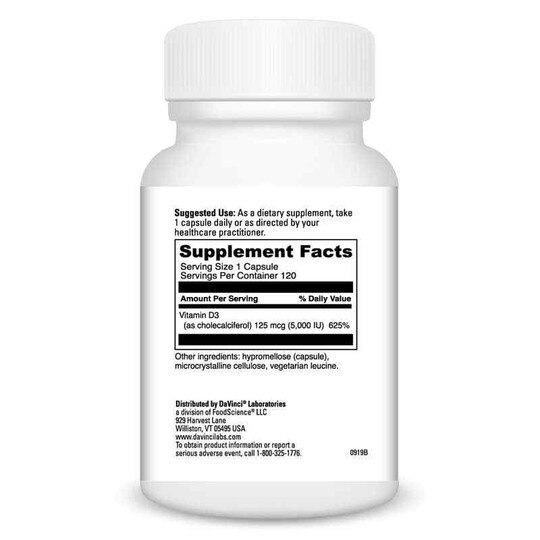 Vitamin D3 5000 IU, 120 Capsules, DL