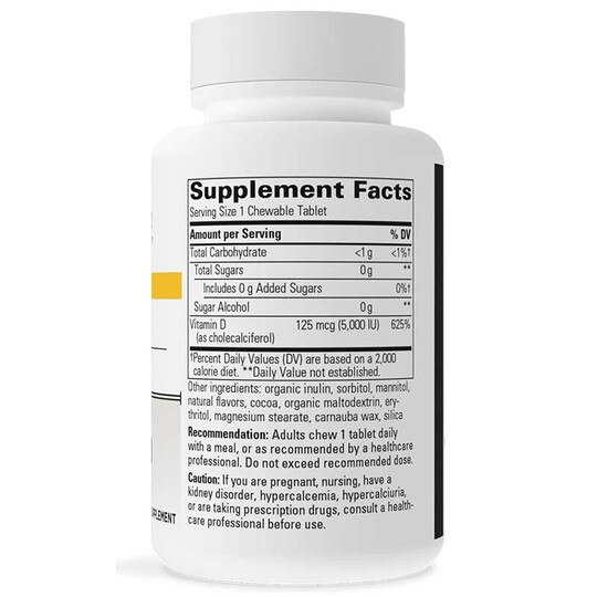 Vitamin D3 125 Mcg (5000 IU) Chocolate Flavor, 90 Chewables, INT