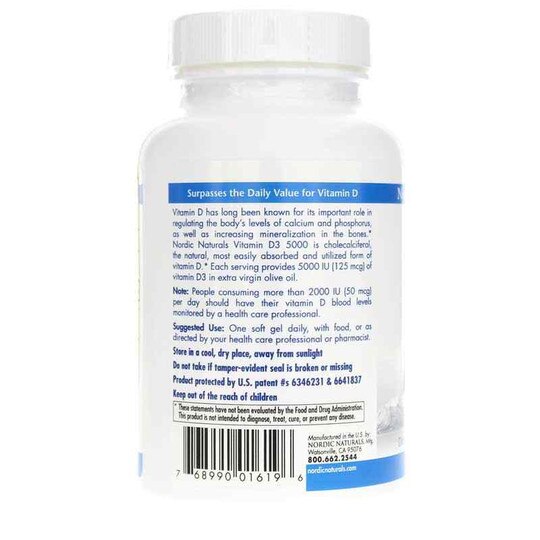 Vitamin D3 5000 IU Pro, 120 Softgels, NRN