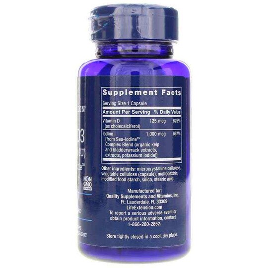 Vitamin D3 5000 IU with Sea-Iodine, 60 Capsules, LFE