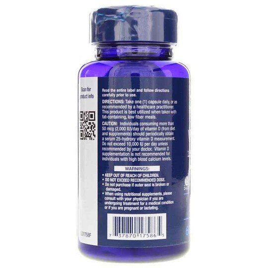 Vitamin D3 5000 IU with Sea-Iodine, 60 Capsules, LFE