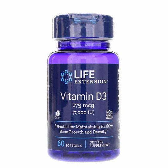 Vitamin D3 175 Mcg (7000 IU), 60 Softgels, LFE