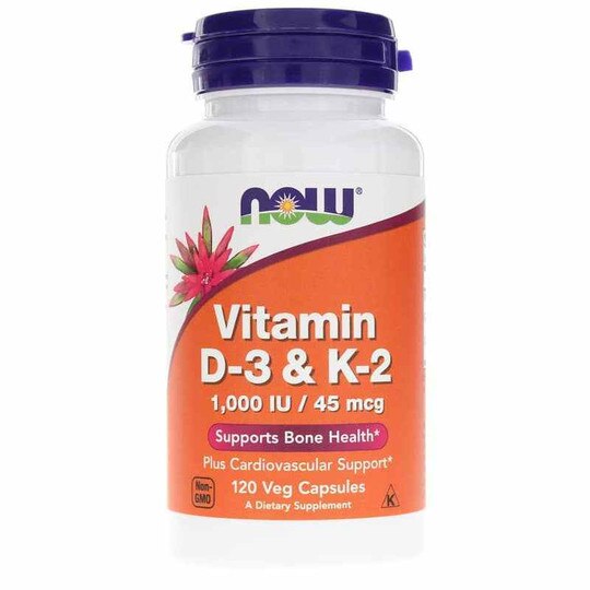 Vitamin D-3 & K-2, 120 Veg Capsules, NOW