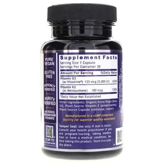Vitamin D3 & K2, 30 Veg Capsules, QNL