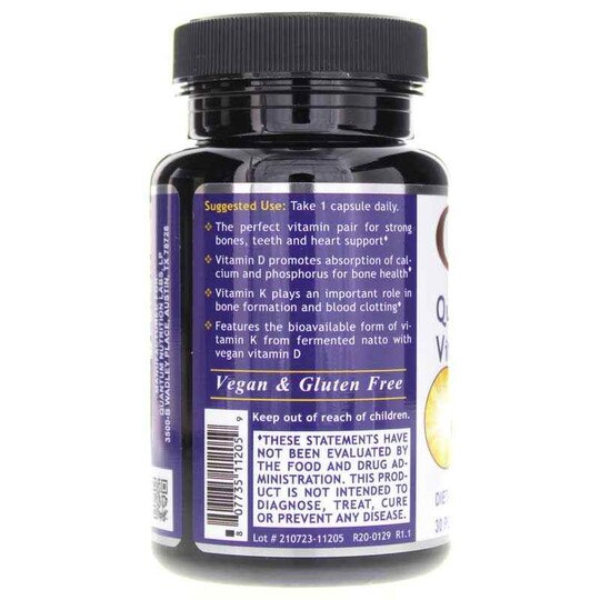 Vitamin D3 & K2, 30 Veg Capsules, QNL