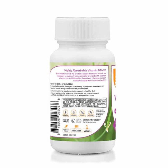 Vitamin D3 & K2, 60 Capsules, ZHL