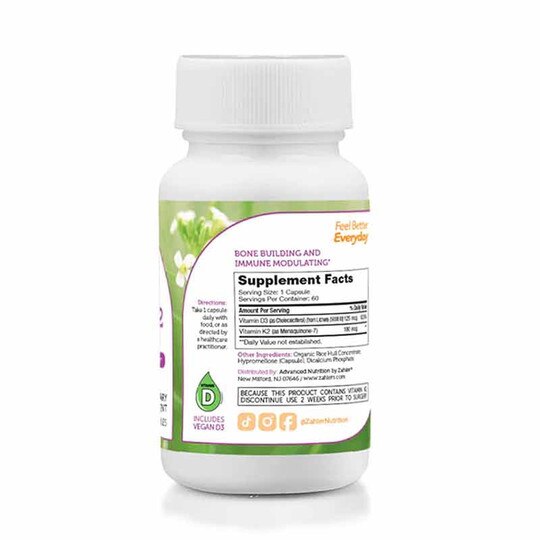 Vitamin D3 & K2, 60 Capsules, ZHL