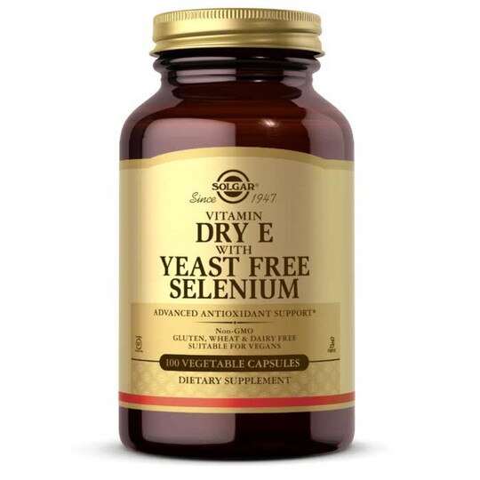 Vitamin Dry E with Yeast Free Selenium, 100 Veg Capsules, SLG