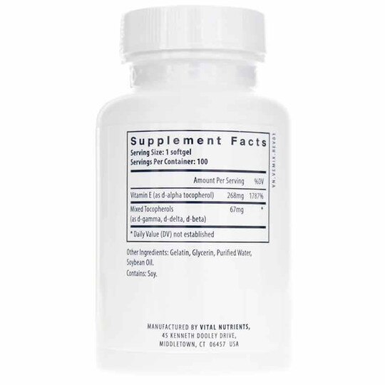 Vitamin E 400 (with Mixed Tocopherols), 100 Softgels, VTN