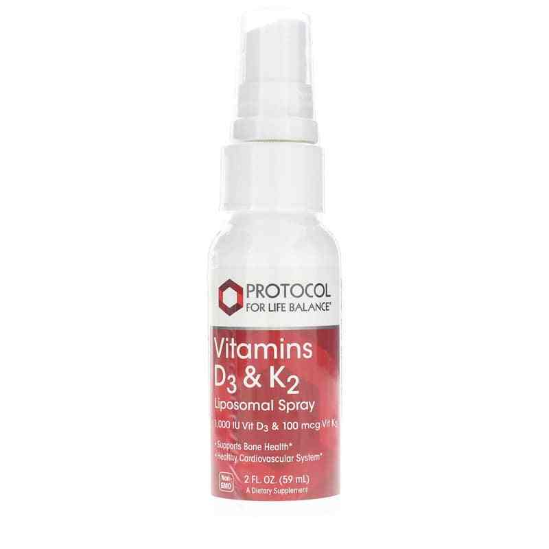 Vitamins D3 & K2 Liposomal Spray, Protocol For Life Balance