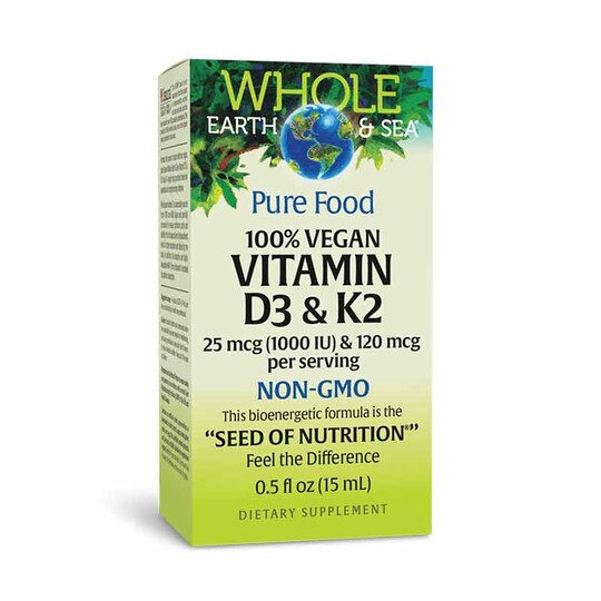 Whole Earth & Sea Vegan D3 & K2 Liquid, .5 Oz, NF
