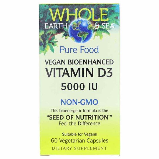 Whole Earth & Sea Vegan Vitamin D3 5000 IU, 60 Veg Capsules, NF