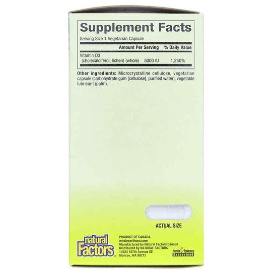 Whole Earth & Sea Vegan Vitamin D3 5000 IU, 60 Veg Capsules, NF