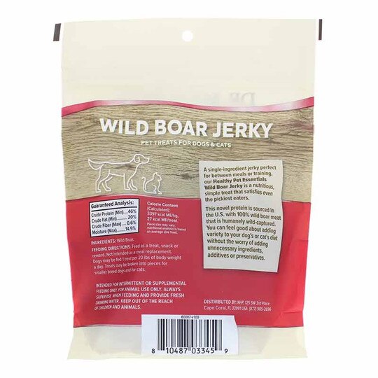 Wild Boar Jerky for Dogs & Cats, 4 Oz, DRM