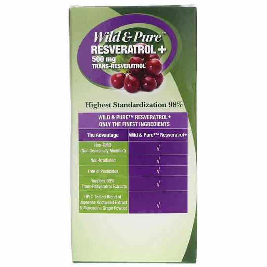 Wild & Pure Resveratrol 500 Mg, 60 Veg Capsules, GNT