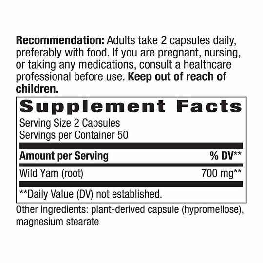 Wild Yam Root, 180 Veg Capsules, NWA