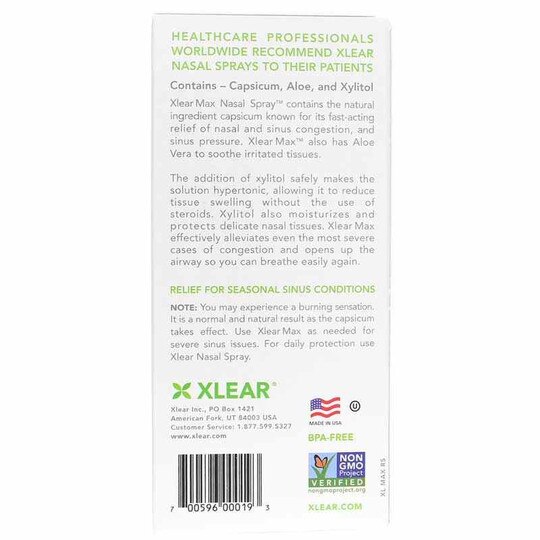 Xlear MAX Nasal Spray with Capsicum, 1.5 Oz, XLR