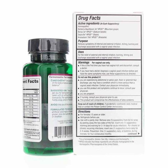 Yeast Arrest 14 Vaginal Suppositories & CandidaStat 60 Veg Capsules Pack, 1 Pack(s), VTA
