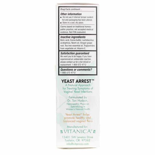 Yeast Arrest 14 Vaginal Suppositories & CandidaStat 60 Veg Capsules Pack, 1 Pack(s), VTA
